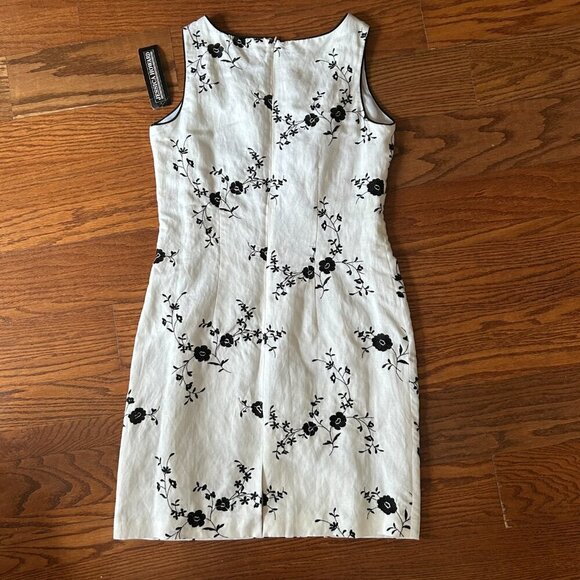 NWT Jessica Howard Linen Blend Size 12 Embroidered Floral Sheath Dress Lined - Picture 8 of 9